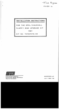 Voorbeeld pagina 1 van Installation Instructions For the Opel-Vauxhall Floppy Disk Upgrade Kit 1987 7010E9310-58
