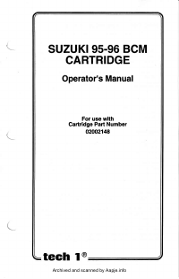 Voorbeeld pagina 1 van SUZUKI 95-96 BCM Cartridge Operator\'s Manual 08001566-005