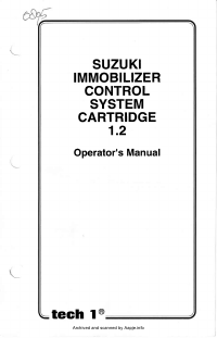 Voorbeeld pagina 1 van Suzuki Immobilizer Control System Cartridge 1.2 Operator\'s Manual 08001936