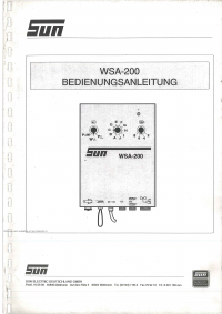 Voorbeeld pagina 1 van SUN WSA-200 Bedienungsanleitung