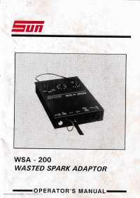 Voorbeeld pagina 1 van WSA - 200 WASTED SPARK ADAPTOR Operators Manual